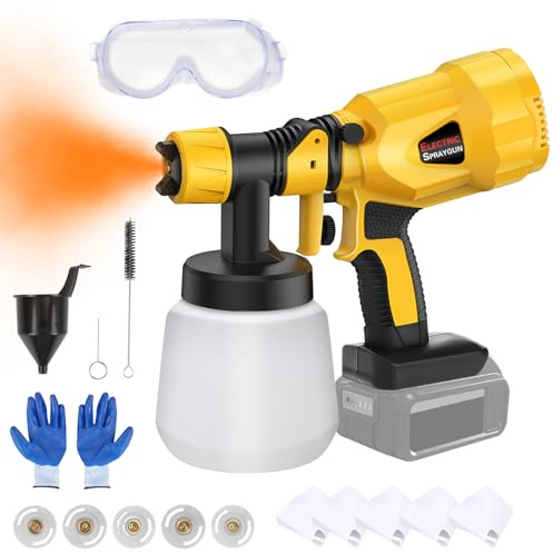WingFly Pistola Pintura Bateria Compatible con Dewalt Baterías, HVLP Pulverizador de Pintura Eléctrico, Accesorios De Limpieza y Soplado, 5 Boquillas & 3 Patrones,1000ML