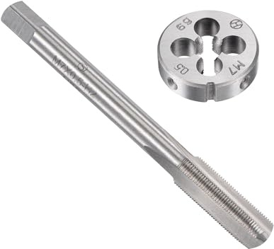 TOP-VIGOR M7 x 0,5 mm metrisches Gewindeschneider-Set, Maschinengewindebohrer mit rundem Gewindeschneider, robustes Gewindebohrer- und Schneideisen-Set für Heimwerker, Reparatur, Schneiden von Außen