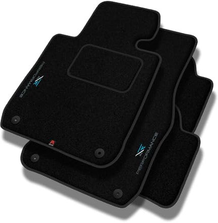 MatsMore Autoteppiche Automatten Velours Fussmatten passt für Volvo C30 2006-2012 - Standard, Perforiert, Cyan, weiß und grün -Präzise CNC-Stickerei, Design-Lochpaspel, Auto Fußmatten - Perfekt für Au