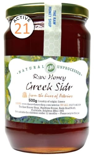 MIEL CRU GREC DE SIDR 500g, Actif 21.5, Testé en Laboratoire Comme Authentique et 100% Miel Naturel Pur, Miel de Sidr Rare et Légendaire, The Raw Honey Shop
