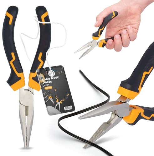 Pinze a Becchi Lunghi 160 mm Alicates Combinata Acero Cr-V Mango Ergonomico Bimateriale Antiscivolo Elettricista Ingegneri Industriali Multifunzione