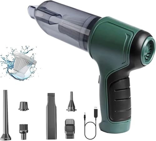 SMART-J Mini Aspirapolvere Portatile per Auto e Casa - Potente Aspirazione 12000 Pa, Motore Brushless, Funzione Aspirazione & Soffiaggio, Leggero (300g), Ricaricabile USB, Filtro HEPA Lavabile