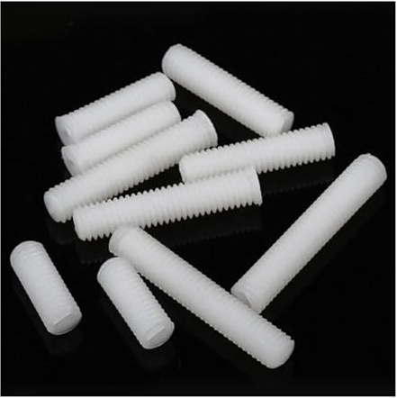 KSeSii M3 M4 M5 M6 M8 M10 M12 Metrisches Gewinde, weißes Nylon, kunststoffisoliert, geschlitztes, flaches Ende, ohne Kopf, Madenschraube, Stellschraube(10mm,M5-20pcs)