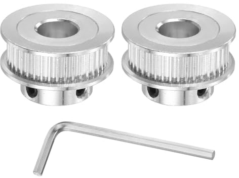QUARKZMAN 2GT Riemenscheibe 40 Zähne 10mm Bohrung Aluminium Zahnriemenscheibe für 6mm Breite 40T Zahnriemen mit Sechskantschlüssel für 3D-Drucker, CNC, Umlenkrolle Pulley-2 Stück Silber