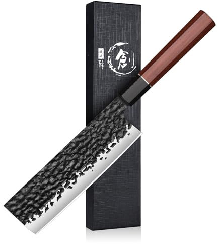 SMITH CHU Japanisches Küchenmesser Profi – 32.8cm Nakiri, Chefmesser mit Hammerschlag-Finish, Scharfe Kochmesser, Japan Messer für Fleisch, Fisch & Gemüse, Hochwertiges Küchenmesser in Geschenkbox