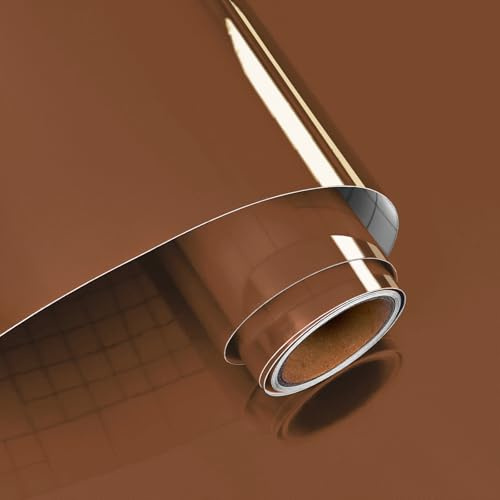 VaryPaper Carta da Parati Effetto Metalli Marrone Adesivi per Specchi Spesso 40cmx200cm Pellicola Adesiva Decorativa Autoadesivi Specchi Flessibili Carta Adesiva per Mobili Armadio Bagno Frigorifero