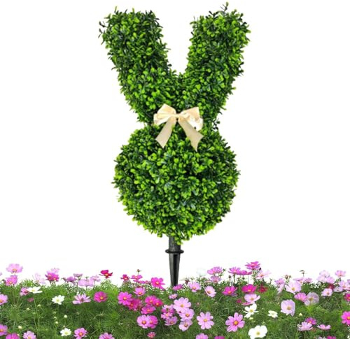 Topiario Artificial de Conejo, decoración de Liebre de, Adorno de vegetación de Pascua, diseño de Pajarita, Material Resistente, 55 cm, para exhibiciones de Mesa de Pascua