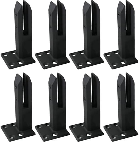 YFJBDKS Pince carrée en Acier Inoxydable pour clôture de Piscine, Pince à Verre avec Boulon d'expansion pour béton, Support de Fixation pour Poteau de Garde-Corps de Balcon,Noir,8pcs
