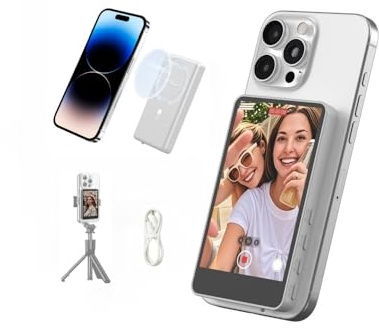Synco Xview M4 Handy-Vlog-Selfie-Monitor-Bildschirm für iPhone und Android, Rückkamera mit 4,8 m Reichweite, magnetischer schwarzer Selfie-Monitor, integrierter Lautsprecher für YouTube, TikTok