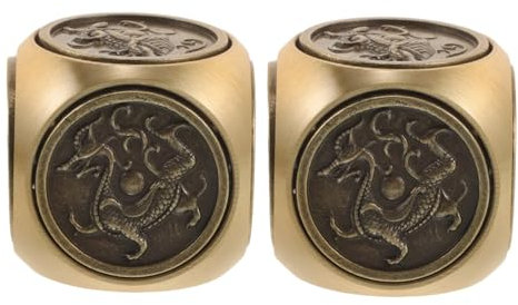 VALICLUD 2pcs Retro Metal Dice Handheld Spinner Set Cool Rotate Dice Vintage Office Desk Toy Stress Relief Gadget for Games and Party