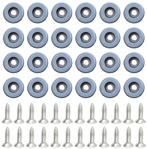 24 Stück Teflongleiter Ø 22 mm (Rund | Schwarz) mit Edelstahlschrauben – PTFE Möbelgleiter für Boden- & Möbelschutz