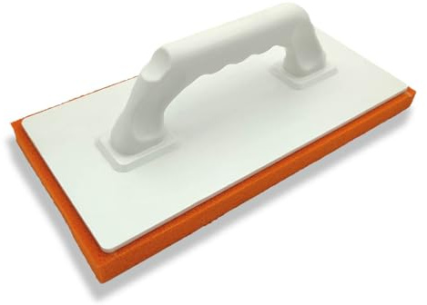 HAROMAC Kunststoff Reibebrett SGR 280 x 140 x 20 mm – Schwammbrett mit rotem sehr feinem Schwammgummi – zum Fliesen waschen, Verfugen, Nachwaschen & Strukturieren - Made in Germany