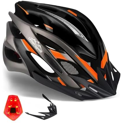 Urban Quest Cycle Helmet. Bike Helmets for Adult Men and Women. Cycle Helmet with Detachable Brim. Mountain Bike Helmet or Road Bike Helmet. (Black and Orange)