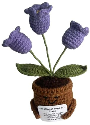 Lily Of The Valley Knitted Flowers,3-Headed Lily Of The Valley Crochet Plant,Hand-Woven Finished,Emotional Support Gift,Suitable For Balcony, Bedroom,Office, Living Room,Car Dashboard Decoration