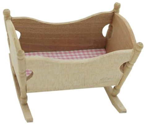 TOBBOMEY Mini Berceau Bois Réaliste pour Maison de Poupée Modèle Bois Sûr et Décoratif Cadeau Éducatif pour Garçon Fille Garçons et Filles