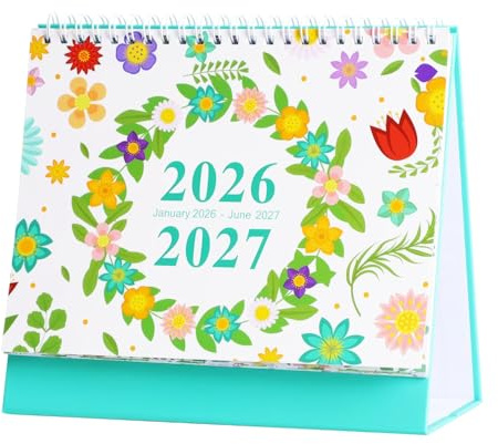 RTRTGS Calendario da scrivania 2026, 12 mesi, da gennaio a dicembre 2026, mensile, giornaliero, calendario accademico, con lista delle attività, pianificatore settimanale da tavolo, calendario da
