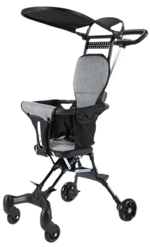 -Barnvagn Emet Huva – Aluminiumlegering, ABS Travelel, lätt bärbar barnvagn, kompakt resebarnvagn, dubbelriktad sittvagn med roterbara hjul