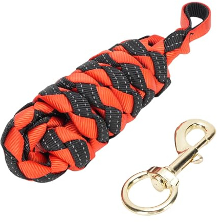SIXRUN Horse Lunge Line, Durable Comfortable Grip Long Training Rope for Horse Training for Equestrian Enthusiasts, Nylon Straps (Red Black)