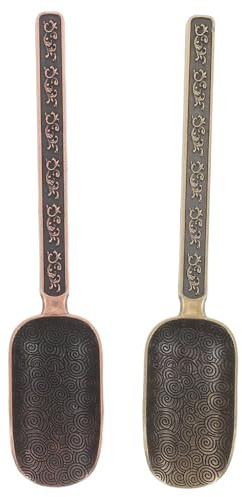 jojofuny 2 Cucharas Medidoras para Té de Hojas Sueltas de Aleación de Bronce Vintage Cuchara para Té Kung Fu Diseño de Nubes en Casa Accesorio Esencial