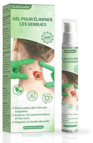 Gel D'élimination des Verrue Plantaire - Élimine Verrues des Mains et du Corps - Formule Douce pour Tous Types de Peaux (18g)