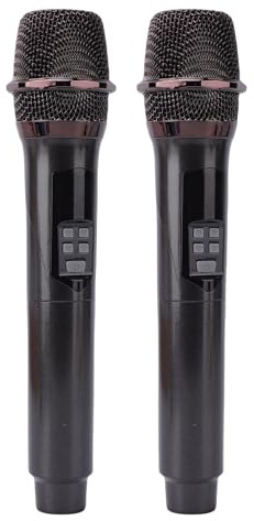 Sorandy Microfono Wireless da 2,4 GHz, Doppio Microfono Dinamico Portatile con Testa Cardioide Professionale Ed Elaborazione Digitale del Suono per Karaoke Spettacoli Dal All'aperto