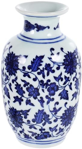 LOLIPPYY Vaso Decorativo Piccolo Vaso per Fiori Stile Cinese in Ceramica Blu e Bianca Design Delicato e Atmosfera Confortevole per Soggiorno e Casa