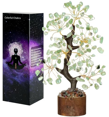 Vicloon Green Jade Crystals Tree, Green Crystal Tree of Life, Reiki Green Gem Stones and Crystals Ornaments for Shelve Desk, Healing Crystals Tree for Home Decor, Birthday Gifts for Women