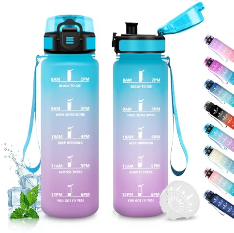 JAPORIA Borraccia Sport 500ml, Borraccia Palestra, 1 Clic Aperto, senza BPA, a Prova di Perdite, Bottiglia d'acqua per Adulti, Ciclismo, Scuola, Yoga, Sport, Ufficio