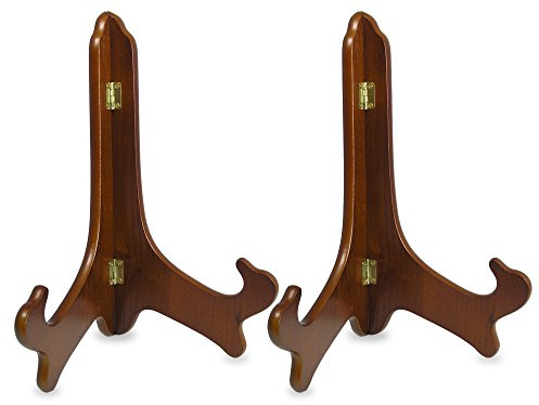 BANBERRY DESIGNS Lot de 2 chevalets en bois de noyer de qualité supérieure - 27,9 cm de hauteur - Idéal pour les assiettes de très grande taille, les plaques, les livres, les carreaux