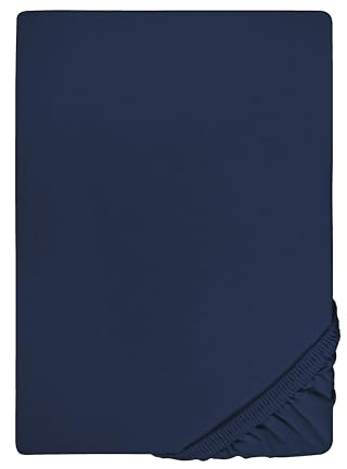 biberna Feinjersey Spannbettlaken 140x200-160x200 cm blau | 100% Baumwolle Spannbetttuch für Franz. Betten | Atmungsaktiv, Bügelfrei & mit Rundumgummizug | Oeko-TEX Zertifiziert | Modell 0077144