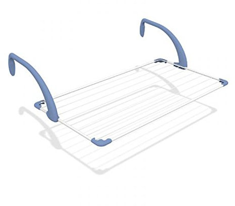 Gimi Brezza 100 Stendibiancheria da Balcone, Stendino da Balcone, Spazio di Stenditura 10 m, Acciaio/Resina, Bianco, 110 x 56 x 28 cm