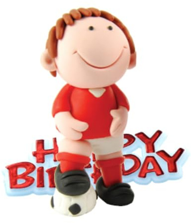 Anniversary House Football Cake Topper Keepsake Set, Red, 2-Piece Birthday Cake Decorations, Sturdy Resin Topper and Happy Birthday Motto, Football Cake Unisex, CD102R, 7.5cm (3)