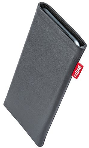 fitBAG Beat Grau Handytasche für Microsoft Lumia 640 Tasche aus Echtleder Nappa mit Microfaserinnenfutter | Hülle mit Reinigungsfunktion | Made in Germany