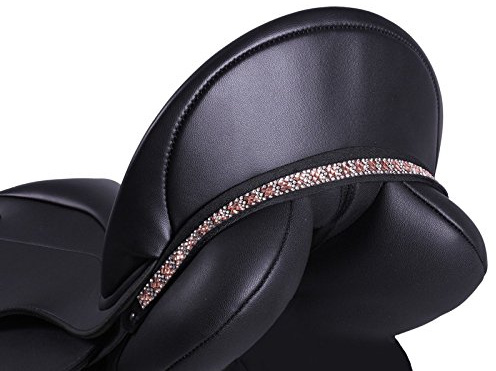 QHP Sattelschmuck Jewel Miley, Größe: Warmblut, Farbe: Schwarz mit silbernen Akzenten, Tiergeschirr für Pferd, Elegant Dekorativ