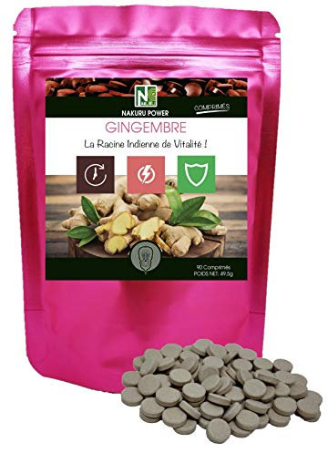NAKURU | Gingembre | Gamme Power | Fabriqué en France | La Racine Indienne de Vitalité! | (90 Comprimés de 550mg / Poids Net: 49,5g)