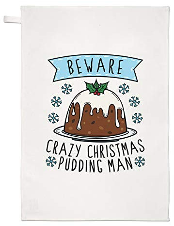 Beware Verrückte Weihnachten Pudding Mann Geschirrtuch Spüllappen