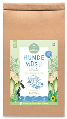 naftie Bio Hundeflocken Hundemüsli Vital mit Gemüse - Flocken-Mix für Hunde mit Hirseflocken Kokosflocken Karottenflocken - auch als Barf-Flocken - 3kg