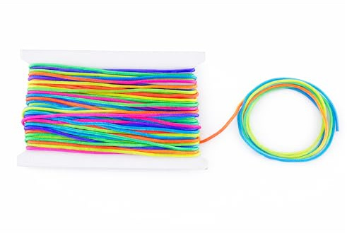 WedDecor Braided Nylon Cord 1.2mm Paracord Satin Twisted Synthetic String Rattail Cords for Crafting, Beading, Macrame, Tassel, DIY Projects, Accessories, 10M, Ranbow | Paracord Synthetic Rattail Cords for Crafting, Beading, Macrame, Tassel, DIY Projects, Accessories