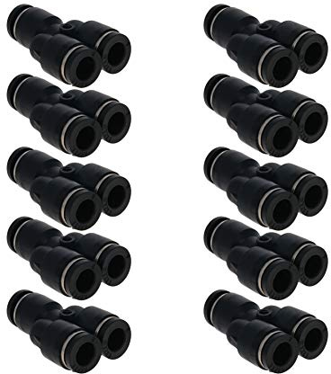 Othmro PY8 Plastic Connect Splitter Push to Tube Fittings 8mm OD Push Lock Black 10pcs
