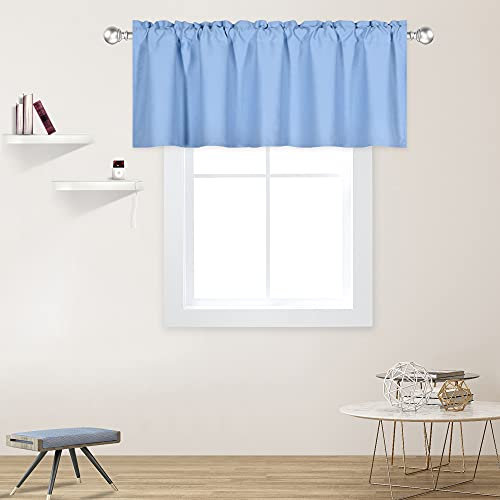 DECOVSUN Querbehang für Fenster, Himmelblau, 152 x 45 cm, robust und wärmeisoliert, mit Stangendurchzug, kurzer Vorhang für Badezimmer, Wohnzimmer, Hellblau