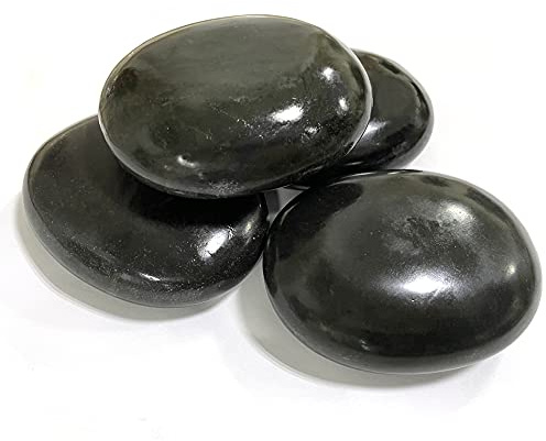 Set di 4 grandi pietre calde, pietra di basalto caldo per massaggi (7 x 8 cm), pietre calde per terapia di massaggio per spa professionale o domestica, rilassante, guarigione, sollievo dal dolore, uso