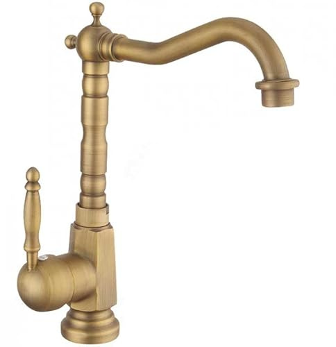 Rea Waschtischarmatur BONA OLD GOLD HIGH Wasserhahn Bad Badarmatur aus Messing Armatur für Waschbecken Badezimmer Mischbatterie Waschbecken Einhebel (Gold Glänzend)