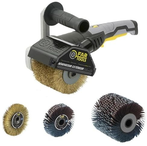 FARTOOLS PACK REX120C RENOVATEUR EXTERIEUR + BROSSE METALLIQUE DE PRECISION + BROSSE A LANIERES ABRASIVES DE PRECISION