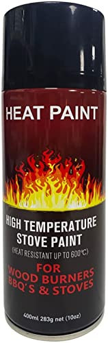 UK Top Shop Heat Paint, High Temperature Stove Paint Heat Resistant Matt Black Finish Paint for Wood Burners BBQ'S & Stoves 400ml