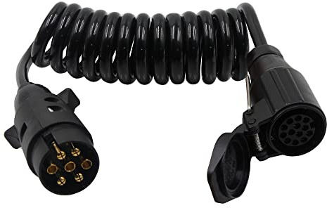 Sun3drucker 7 auf 13 polig Anhänger Stecker Adapter - 2M Anhänger Verlängerungskabel Adapterkabel Kupplung 12V/24V für PKW LKW Caravan Wohnmobil Wohnwagen Fahrradträger Anschluss