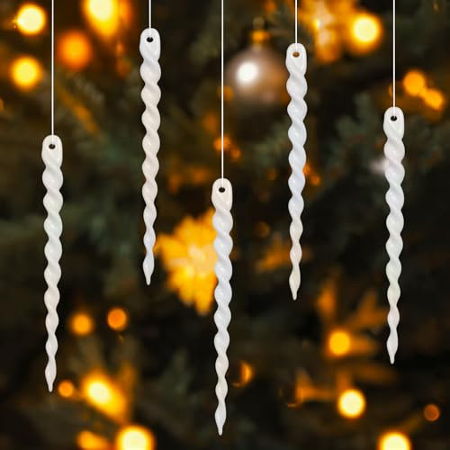 COMONS Christmas Clear Icicles Drops Ornaments Christmas Tree Decorations (Clear, 5.3’‘/13.5cm)