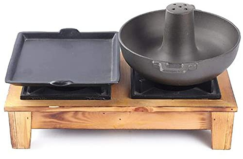 MNSSRN Freestanding Hot Pot Barbecue Plate Combo Set, Camping Courtyard Barbecue Solid Liquid Alcohol Stove Wood Rack Stove Cooking Combo