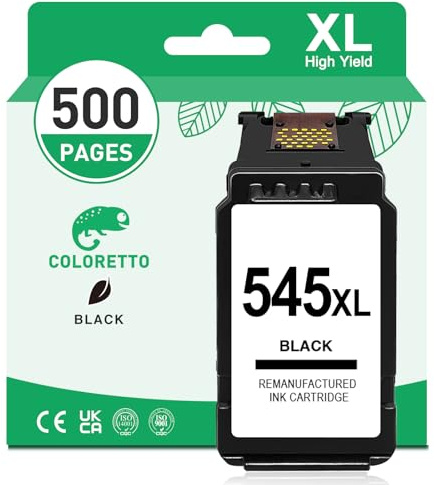 COLORETTO 545XL Cartouche pour Canon 545 Pixma MG2545S MG2550 MG2555 MG2950 MG3050 MG2450 MX495 MX490 TS3350 TS3150 TS3151 TS3355 TR4550 TR4551 TS6140 Cartouche Encre pour Canon 545 XL et 546 XL