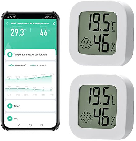 ZigBee Innenthermometer Mini, Digitales Luftfeuchtigkeitsmessgerät, Hygrometer, Raumthermometer, Hochgenauer Temperatur Luftfeuchtigkeitssensor für Zuhause, tragbares Thermometer für Zuhause 2 Pack