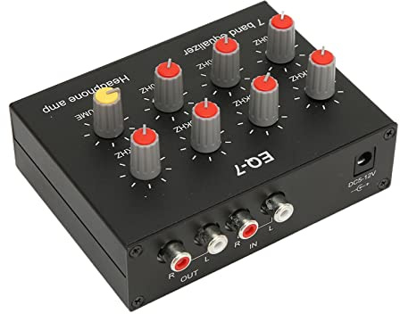 7-Band-Auto-Audio-Equalizer, 3,5-mm-Eingang -Ausgang Eingang 12 DB High Bass-Einstellung Zweikanal-Digital-Equalizer